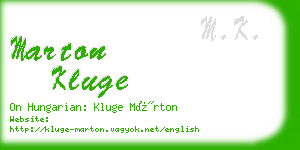 marton kluge business card